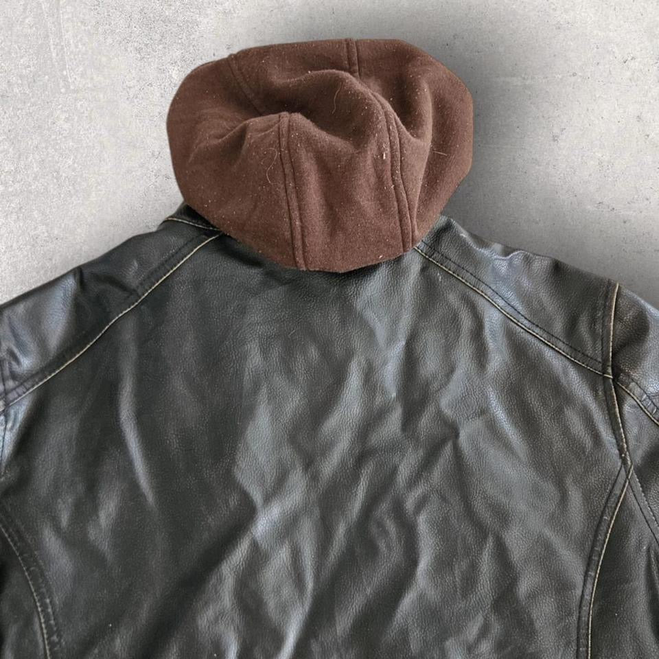 Guess vintage black leather jacket large with small front mark