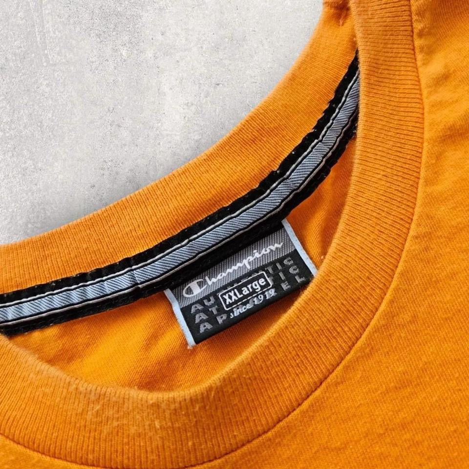 Champion Orange Logo Tee - XXLarge חולצת לוגו כתומה של Champion, מידה XXL, מצב 9.5/10