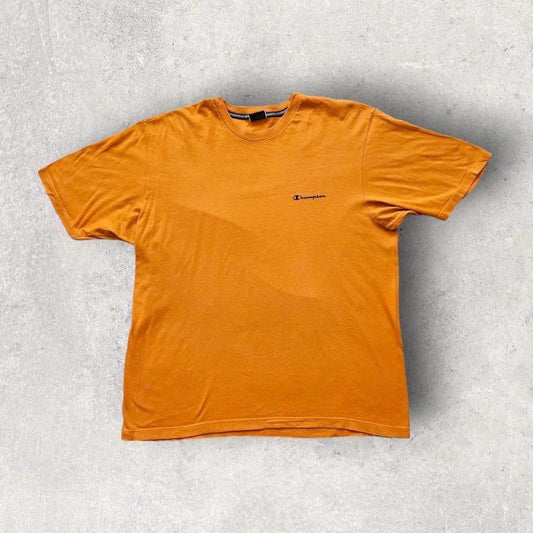 Champion Orange Logo Tee - XXLarge חולצת לוגו כתומה של Champion, מידה XXL, מצב 9.5/10