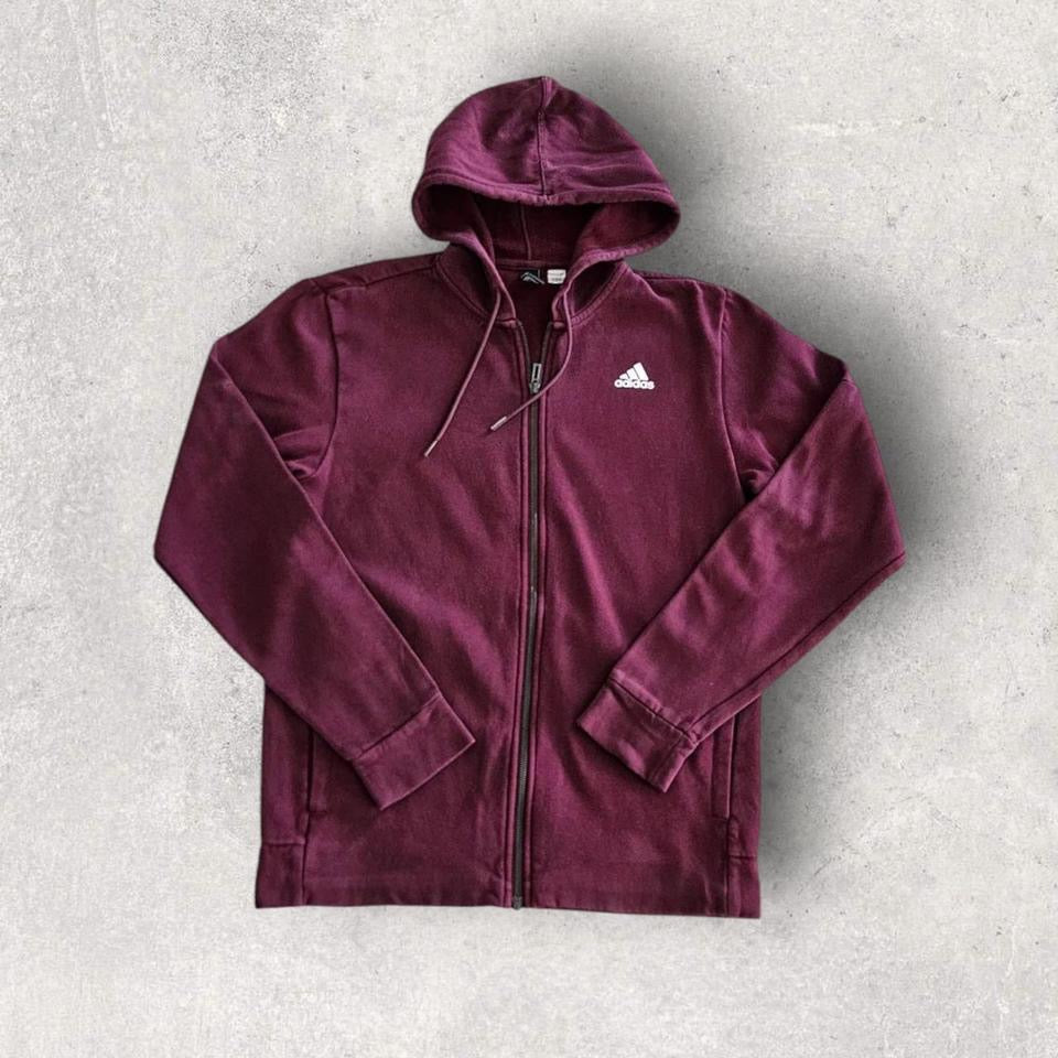 Adidas Burgandy Zipper Hoodie S,