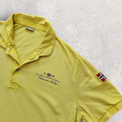 Napapijri Yellow Polo Tee - XL, חולצת פולו צהובה של Napapijri במידה XL