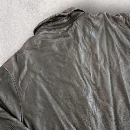 Eddie Bauer brown leather jacket 3XL vintage streetwear