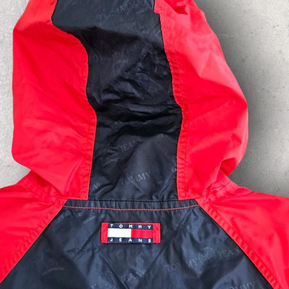 Tommy Hilfiger thin nylon jacket size L with stains and back hole