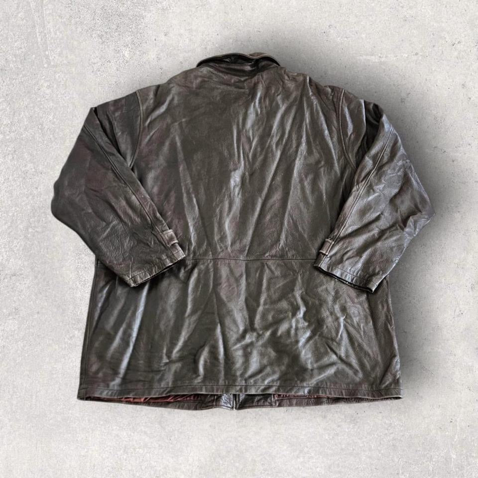 Eddie Bauer brown leather jacket 3XL vintage streetwear