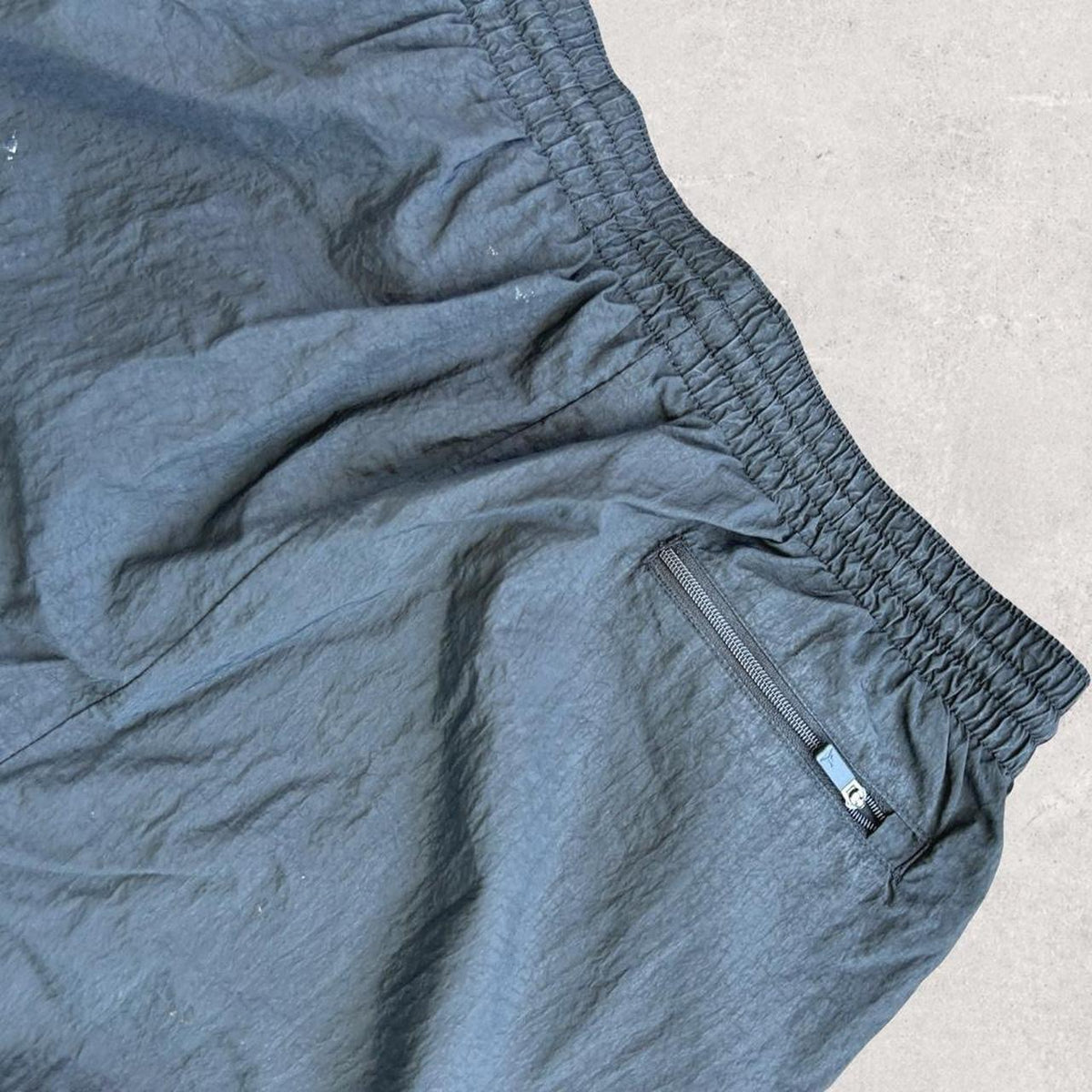 Black Nylon Pants - Rubber waist — close-up detail