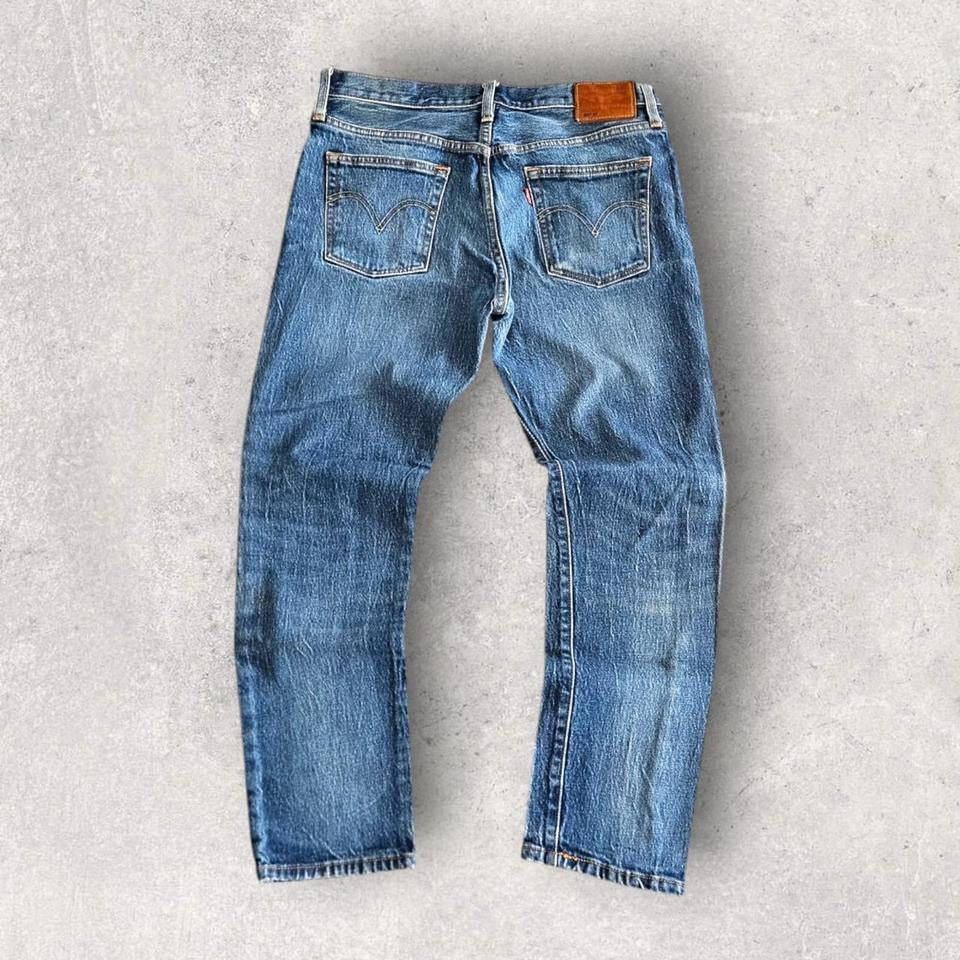 Levi’s 501 Blue Jeans – 27x32 vintage denim with front stains