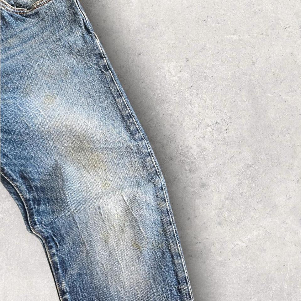 Levi’s 501 Blue Jeans – 27x32 vintage denim with front stains