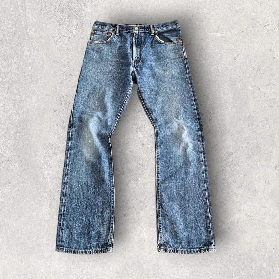 Levi’s 517 Navy Jeans – 34x32 vintage denim with marks and paint stain