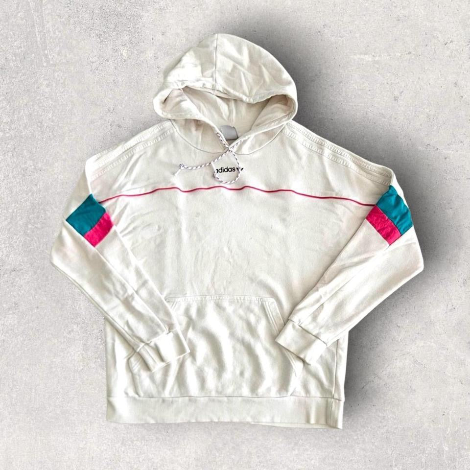קפוצ’ון Adidas לבן עם לוגו, מידה M לגברים
