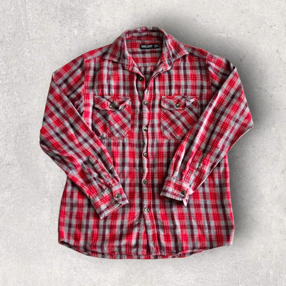 Faded Glory Red Squares Polo Shirt - M חולצת פולו משובצת אדומה פיידד גלורי מידה M       