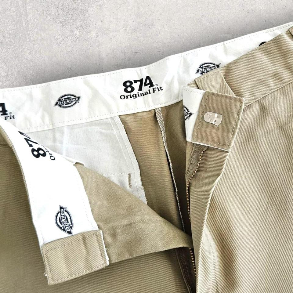 Dickies 874 Cream Pants - מכנסי דיקיס שמנת קלאסיים לגברים בגזרת Workwear