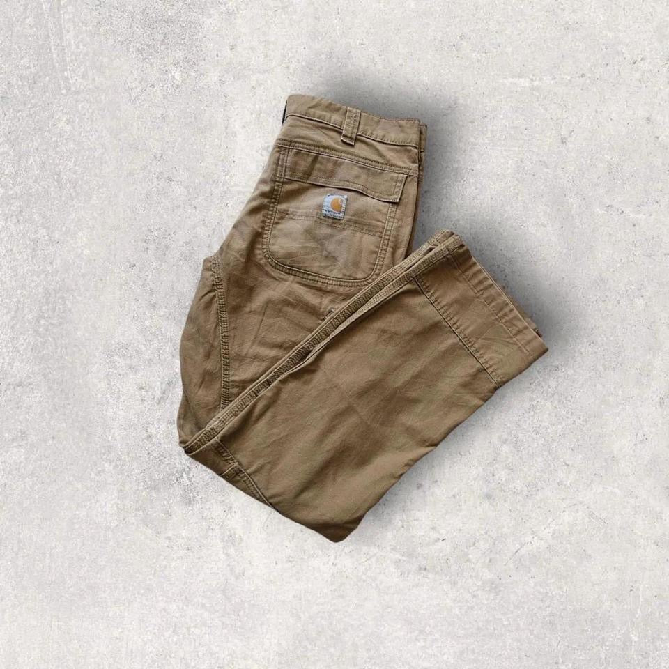 Carhartt Camel Brown Cargo Relaxed Fit Waist 33x32 – מכנס חום וינטג' עם כתמים ייחודיים מקארהארט