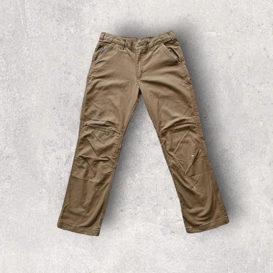 Carhartt Camel Brown Cargo Relaxed Fit Waist 33x32 – מכנס חום וינטג' עם כתמים ייחודיים מקארהארט