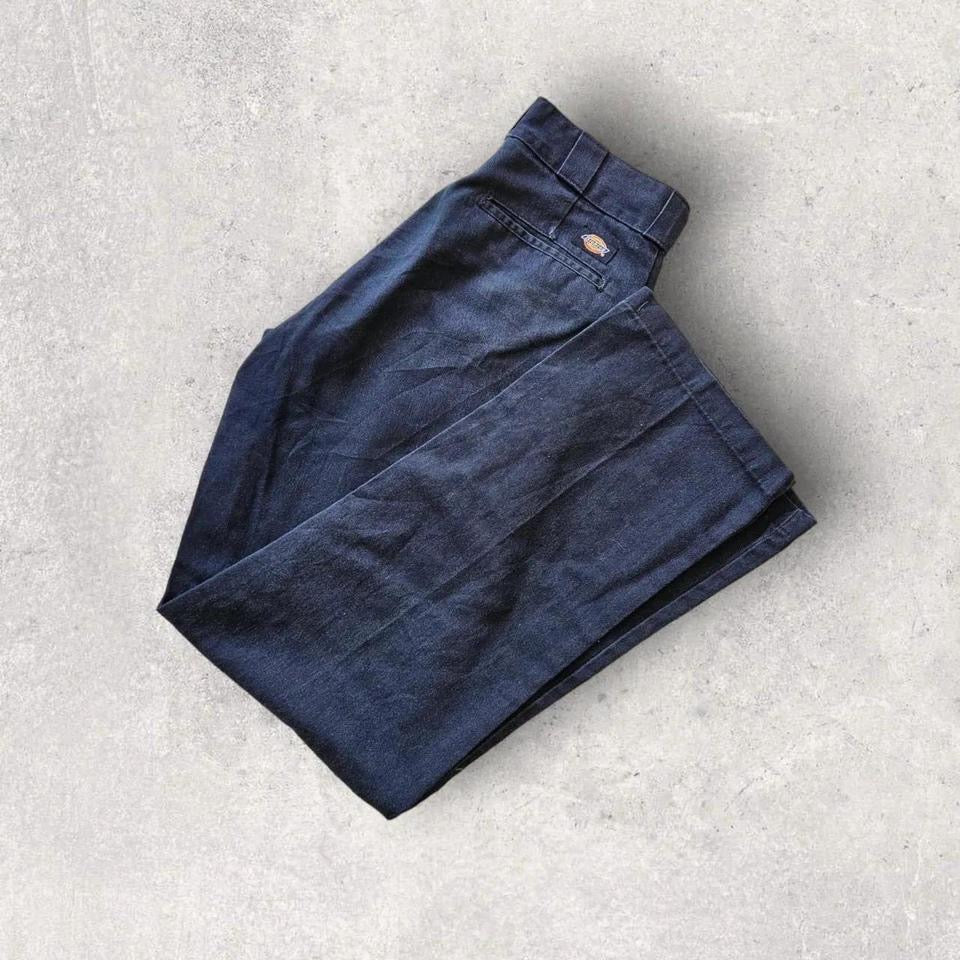 Dickies 874 Navy Trousers – 31x32 – vintage navy work pants with scratches and knee stains