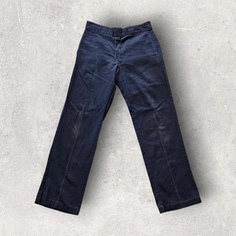 Dickies 874 Navy Trousers – 31x32 – vintage navy work pants with scratches and knee stains