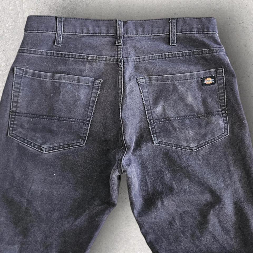 Dickies Black ‘Flex’ Workwear Pants – 32x30 – vintage black work pants with stains and a hole