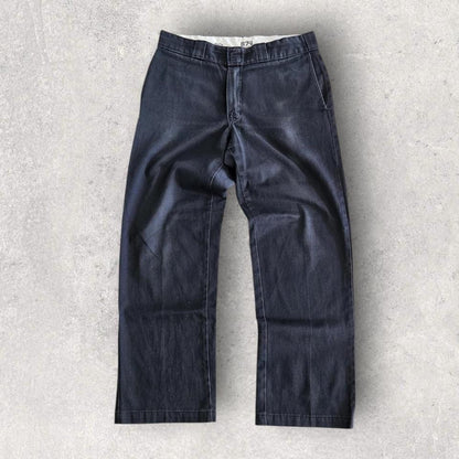 Dickies 874 Black Trousers 33x30 – classic black work pants with light wear and small hole
