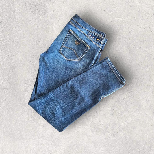 Armani Navy Jeans for Men W30 with Zippered Heels – Slim Fit