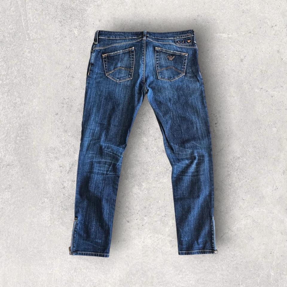 Armani Navy Jeans for Men W30 with Zippered Heels – Slim Fit