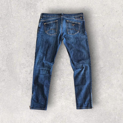 Armani Navy Jeans for Men W30 with Zippered Heels – Slim Fit