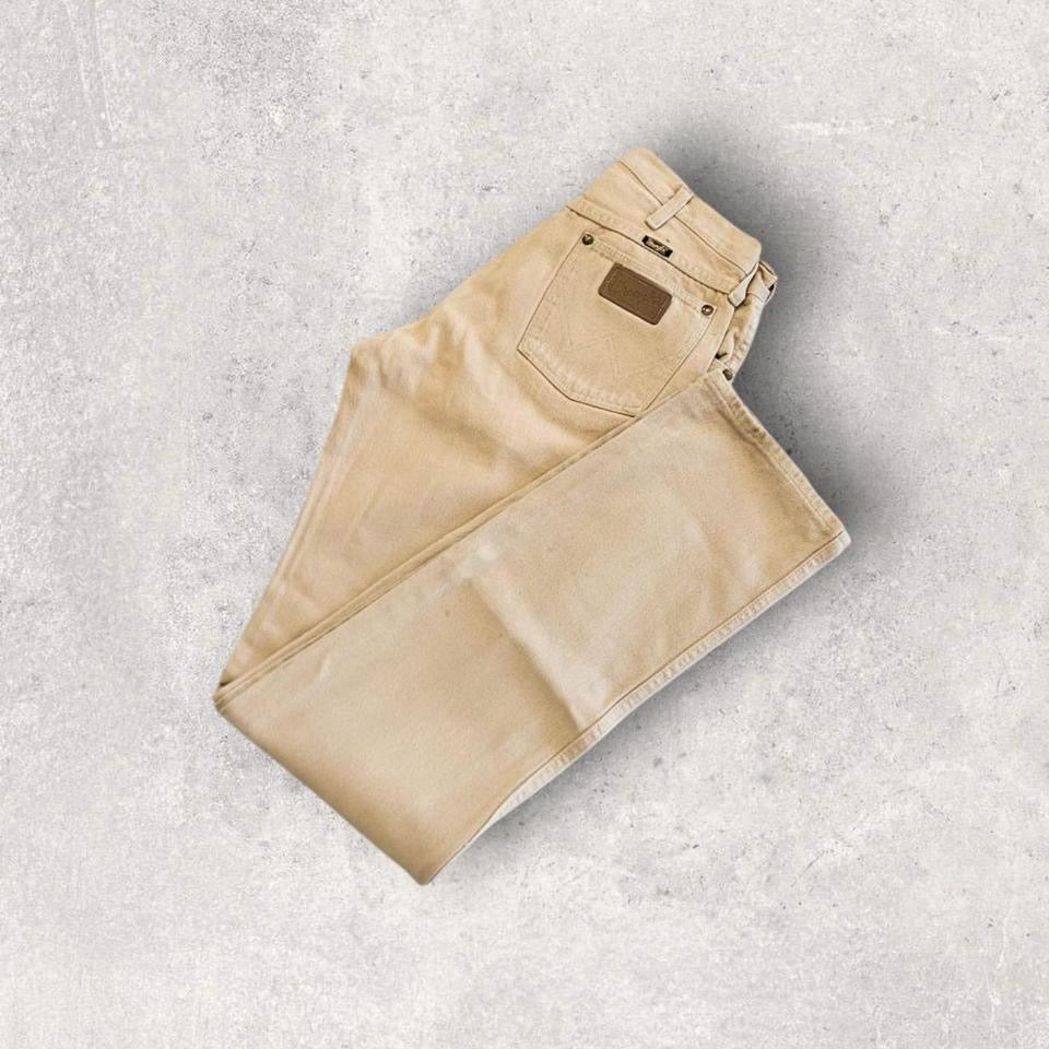 Wrangler Cream Strach Jeans – 30x38 Vintage Cream Denim Pants