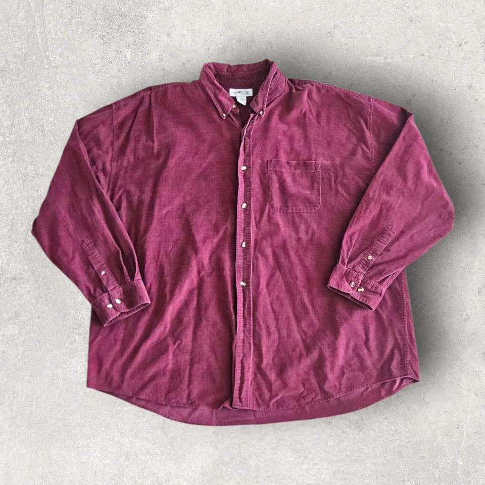 Sun River Burgundy corduroy polo Shirt – XXL – Vintage Cord Polo Top