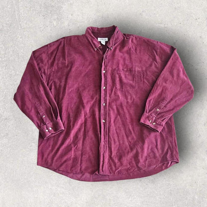 Sun River Burgundy corduroy polo Shirt – XXL – Vintage Cord Polo Top