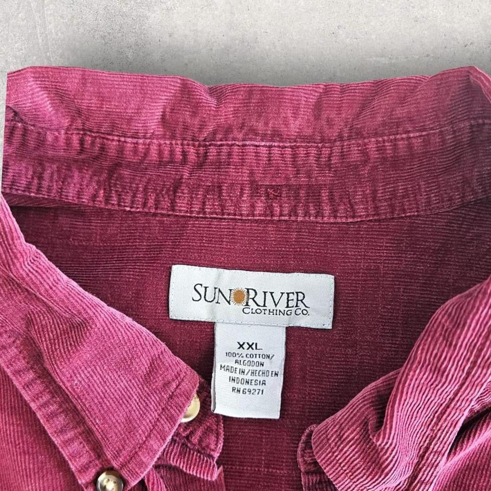 Sun River Burgundy corduroy polo Shirt – XXL – Vintage Cord Polo Top