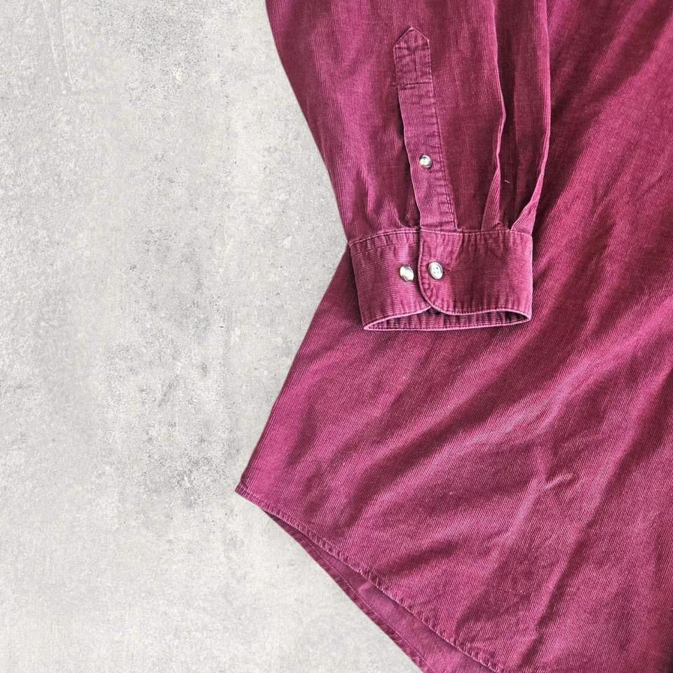 Sun River Burgundy corduroy polo Shirt – XXL – Vintage Cord Polo Top
