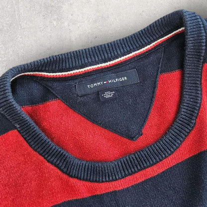 סוודר לוגו פסים Tommy Hilfiger במידה XXL