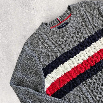 Tommy Hilfiger סוודר אפור עם קשר במידה L