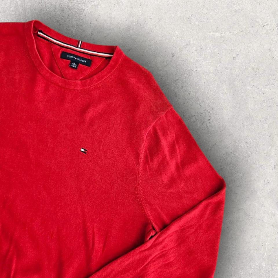 סוודר אדום Tommy Hilfiger עם לוגו מידה XL