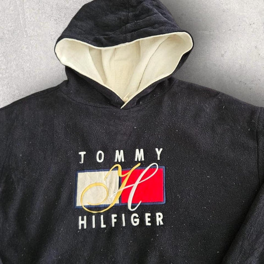 סווטשירט פליס שחור Tommy Hilfiger מידה XL