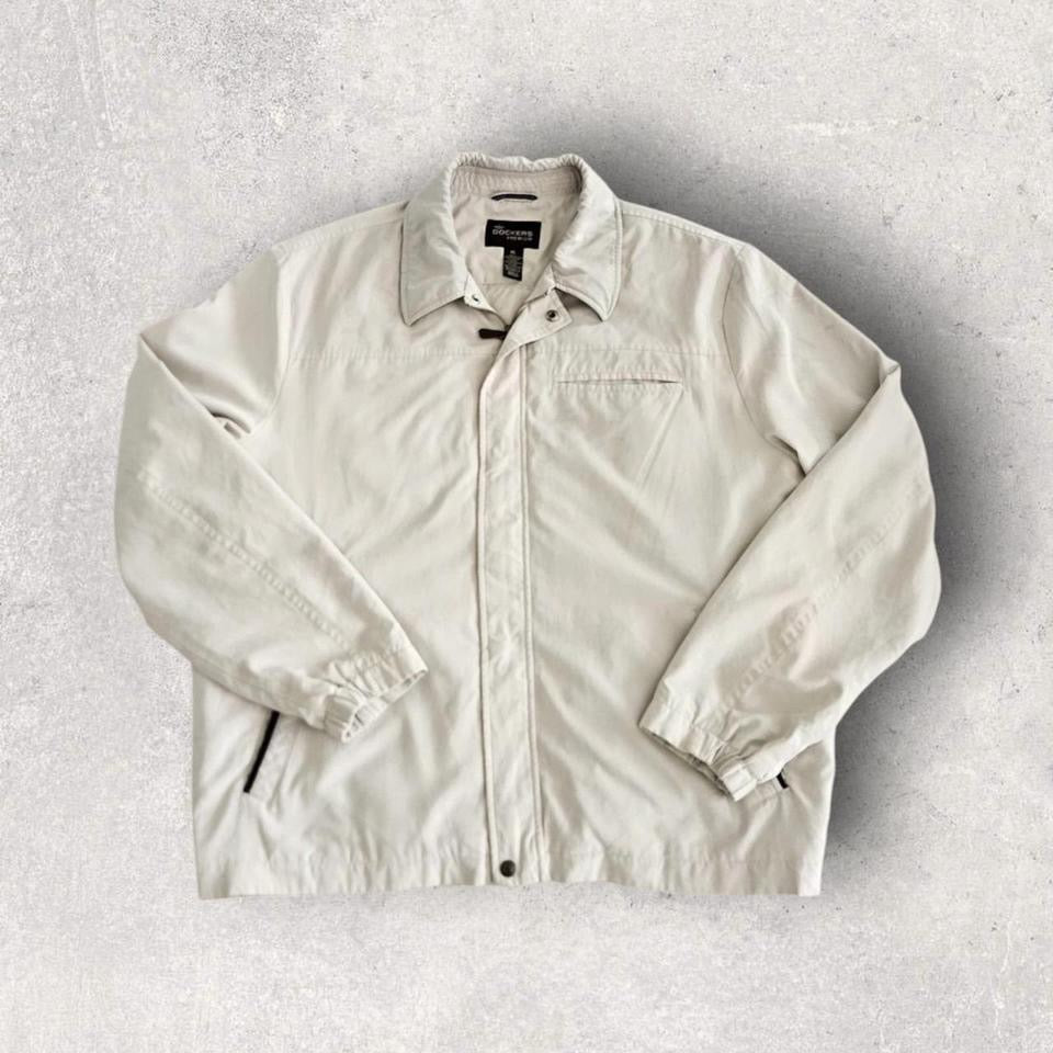 Vintage Dockers Cream polo Jacket - XL מעיל פולו וינטג' דוקרס בצבע קרם, מידה XL