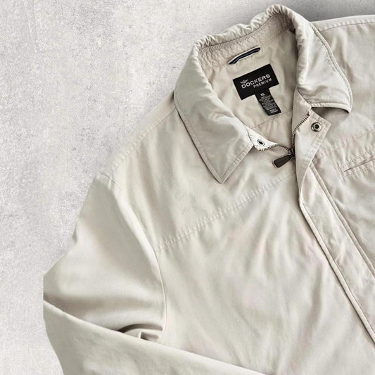 Vintage Dockers Cream polo Jacket - XL מעיל פולו וינטג' דוקרס בצבע קרם, מידה XL