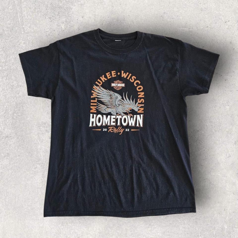 Harley Davidson Black Graphic T-shirt - M Lizard Vintage Clothes Harley Davidson Black Graphic T-shirt - M 120.00 NIS