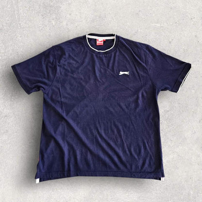 Slazenger Navy Logo Tee - L Lizard Vintage Clothes Slazenger Navy Logo Tee - L 65.00 NIS