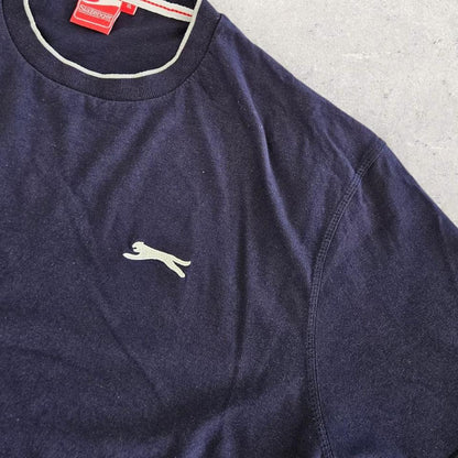 Slazenger Navy Logo Tee - L Lizard Vintage Clothes Slazenger Navy Logo Tee - L 65.00 NIS