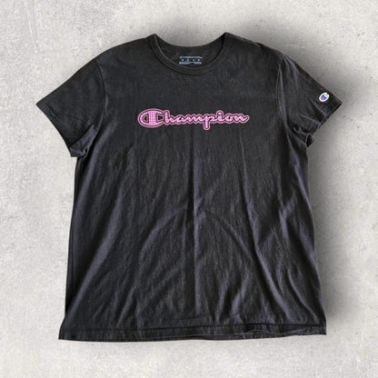Champion Black Logo T-shirt - L T-Shirts Lizard Vintage Clothes 75.00 NIS Champion Black Logo T-shirt - L