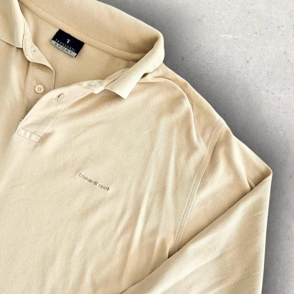 Vintage Trussardi Cream Polo Long Sleeve - L Vintage Trussardi Cream Polo Long Sleeve - L Polos Lizard Vintage Clothes