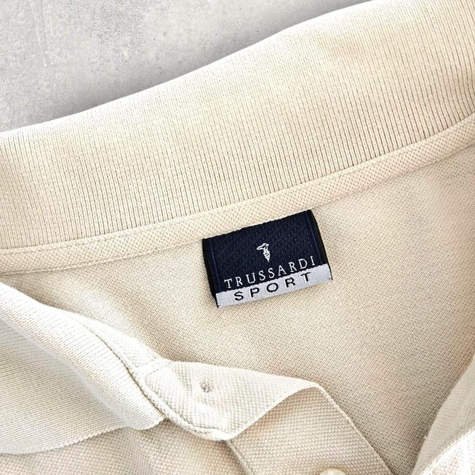 Vintage Trussardi Cream Polo Long Sleeve - L Vintage Trussardi Cream Polo Long Sleeve - L Polos Lizard Vintage Clothes