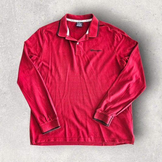 Vintage Champion Red Long Sleeve Polo - M 150.00 NIS Vintage Champion Red Long Sleeve Polo - M Lizard Vintage Clothes Polos