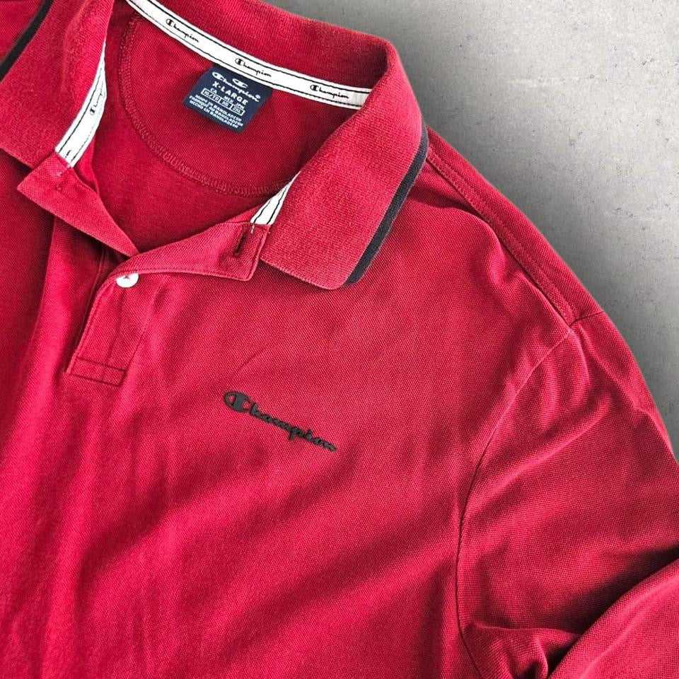 Vintage Champion Red Long Sleeve Polo - M 150.00 NIS Vintage Champion Red Long Sleeve Polo - M Lizard Vintage Clothes Polos