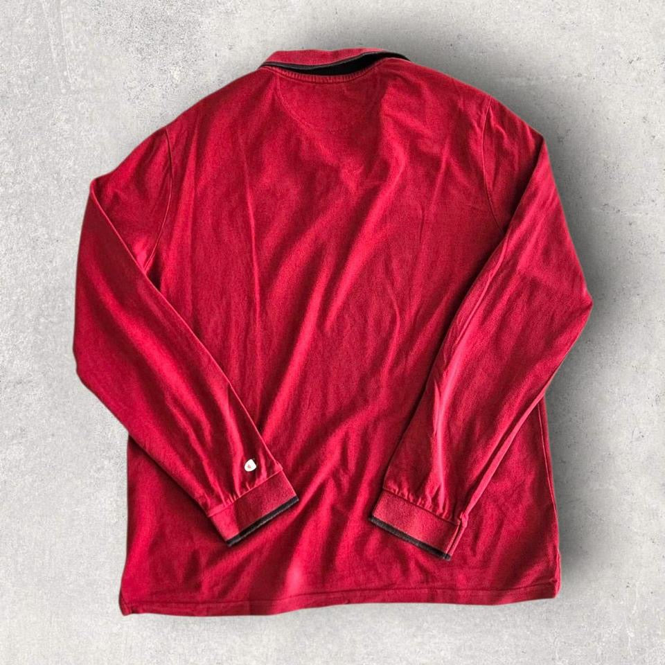 Vintage Champion Red Long Sleeve Polo - M 150.00 NIS Vintage Champion Red Long Sleeve Polo - M Lizard Vintage Clothes Polos