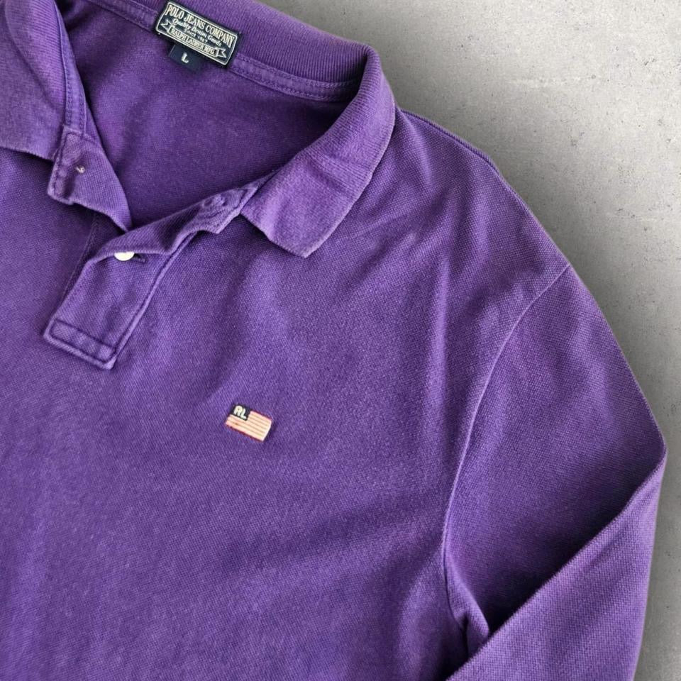 Vintage Ralph Lauren Purple Polo Tee - L 100.00 NIS Vintage Ralph Lauren Purple Polo Tee - L Lizard Vintage Clothes Polos