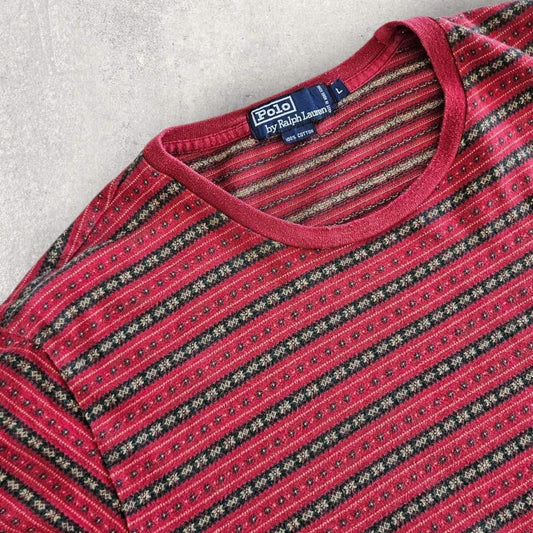 Polo Ralph Lauren Red Stripes Tshirt - L Polo Ralph Lauren Red Stripes Tshirt - L 90.00 NIS Lizard Vintage Clothes Polos