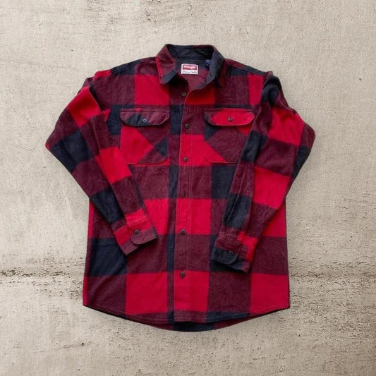 Wrangler thick flannel - M חולצת פלאנל עבה רנגלר מידה M