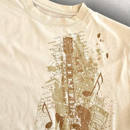 Graphic Yellow Guitat T-shirt - L Graphic Yellow Guitat T-shirt - L Lizard Vintage Clothes