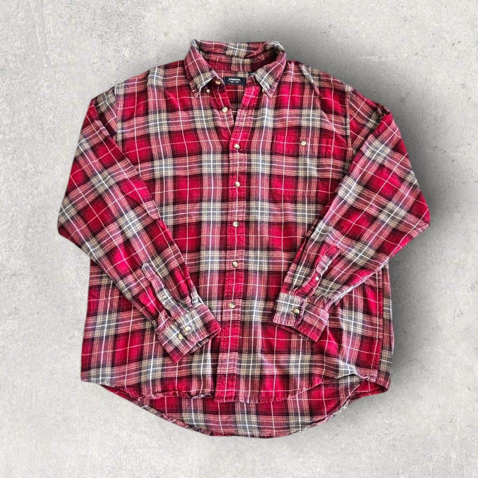 Arrow Red-brown Flannel Shirt - L חולצת פלאנל חומה-אדמדמה מידה L