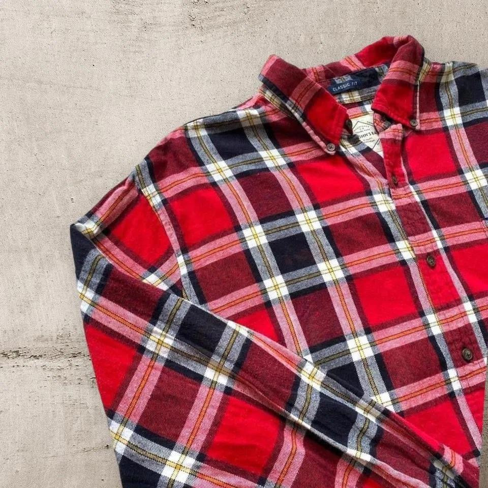 Red squares flannel shirt - XL חולצת פלאנל משובצת אדומה מידה XL       